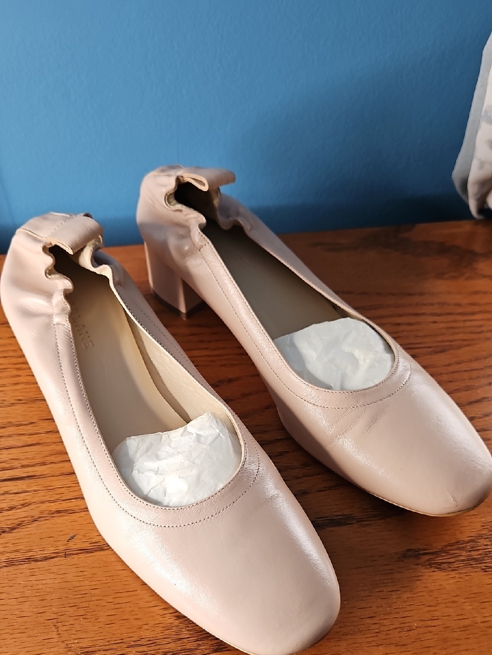 Everlane Women’s The Day Heel Pale Pink Block Ballet Pumps 9 1/2
